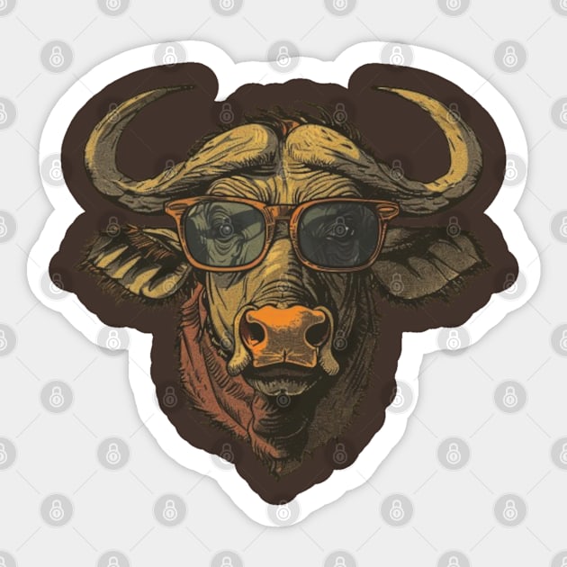 Brainy Bull: The Wise Water Buffalo! Sticker by Carnets de Turig